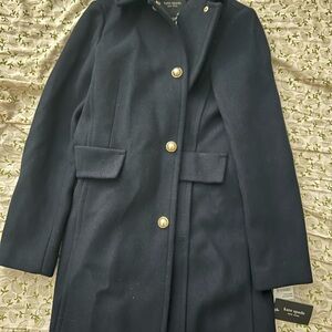 NWT Kate Spade Navy Coat with Gold Buttons